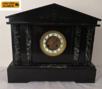 A 19th century classical styled slate mantel clock marked D R Simms, Chipping Norton, with key.
