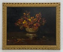 An early 20th century oil on board, still life flowers, by S. Richardson. Signed bottom left in a