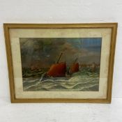 A 19th century oil on board titled 'Luggers Leaving Deal' by George Tyer, signed and dated bottom