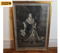 A 19th century portrait engraving of 'Maximilian Joseph I, Koenig Von Bayern' in a glazed gilt