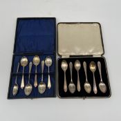 A 1960s set of six Viner's Ltd 925 sterling silver hallmarked teaspoons in a fitted case together