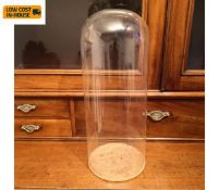 A 19th century glass specimen display dome or bell jar on a cork base. H.48cm.