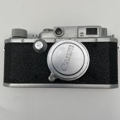 A 1950s vintage Japanese metal cased bottom-loading Canon Camera Co. Ltd. II B Rangefinder model