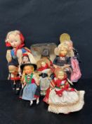 A collection of nine 1950/60's vintage dolls, national dress and others. Tallest 28cm.
