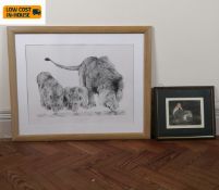 A contemporary limited edition print titled 'Serengeti Rains' by Leon Evans together with another