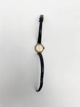 A vintage ladies yellow metal Zodiac wristwatch with Hirsch Diamond calf leather strap. Tests