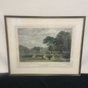 A 19th century hand coloured engraving titled 'Richmond, from Twickenham Park' by Charles Heath (