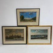 An 18th century hand coloured engraving titled 'A View of Richmond Palace fronting the River