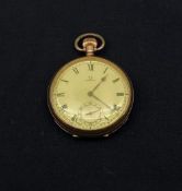 An early 20th century gold plated Omega pocket watch with Swiss movement and 15 jewels. Dia.5cm