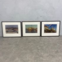 Three framed and glazed photographic art prints depicting shipwrecks. All framed and glazed.