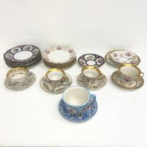 A mixed lot of 19th century and later hand painted porcelain together with a vintage signed Santo