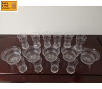 A set of early 20th century etched glass tumblers and finger bowls. H.12 (Tallest).