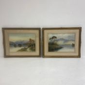Bill Lane (b.1951), a pair of watercolour landscapes titled 'Sunset Ullswater' and 'Loch Tarn', both