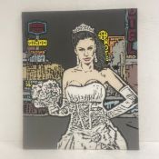 Julian Pedraza (b.1982), a contemporary acrylic stencil on canvas titled 'Blushing Bride' 2010,