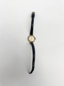 A vintage ladies yellow metal Zodiac wristwatch with Hirsch Diamond calf leather strap. Tests