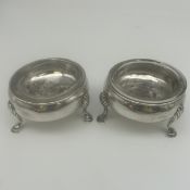 A pair of late 18th/early 19th century Georgian hallmarked sterling silver salt cellars or open
