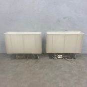 A pair of contemporary Axolight 'Clavius' table lamps each with square chrome base and white