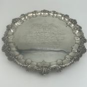 A 19th century hallmarked sterling silver salver by Edward, Edward junior, John & William Barnard,