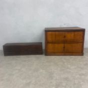 A 19th century walnut Biedermeier commode or chest of two drawers together with a 19th century