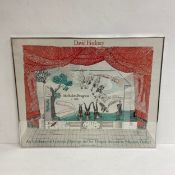 A vintage poster featuring 'The Rake's Progress' by David Hockney for the 1981 exhibition of costume