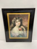 A contemporary print after the original portrait painting of a lady by Emile Vernon. Signed in
