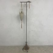 A contemporary Italian 'Cesendello' floor lamp with fabric wound armature over the tasseled silk
