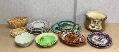 A mixed lot to include a mid-century Italian Majolica part fish service together with a contemporary