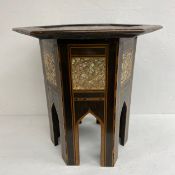 A 19th century mother-of-pearl and parquetry inlaid Damascene coffee or occasional table of