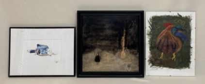 A contemporary oil on canvas together with a signed ink and wash titled 'Capoeirista IV' and a