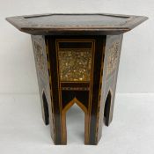 A 19th century mother-of-pearl and parquetry inlaid Damascene coffee or occasional table of