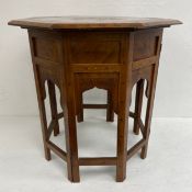 A late 19th/early 20th century Anglo-Indian Hoshiarpur occasional table of octagonal form with brass