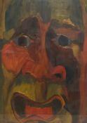 A large vintage oil on paper, abstract portrait, framed and glazed. H.86 W.62cm