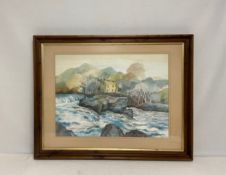 A signed 20th century watercolour titled 'Turbulent River' by Vyse. Framed and glazed. 56 x 71cm.