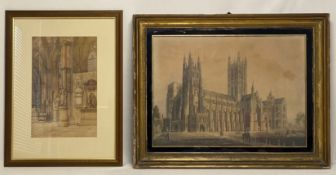 A indistinctly signed 19th century architectural watercolour study of Poets' Corner in Westminster