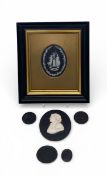 A framed WWI Wedgwood black and white Jasperware basalt plaque for James Roberts of the Fifth