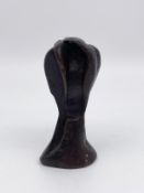 A small 20th century limited edition abstract modernist style figural bronze bust, indistinctly