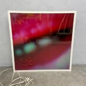 A large light-box artwork, abstract closeup portrait. 100x100cm.