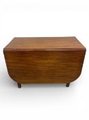 A 19th century mahogany drop flap dining table with twin gate-leg action. H.73 W.107 D.53cm (When