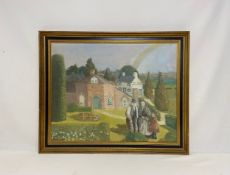 A signed and framed 20th century oil on board titled 'The Rainbow' by Richard Hawkins. 69 x 57cm