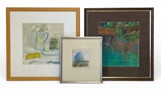 A small contemporary watercolour titled 'Dorset, Near Blandford' by Hans Fletcher together with a