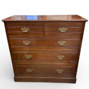 A late 19th century walnut chest of two short above three long drawers, all with ash linings on