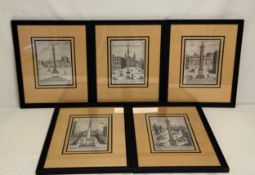 A set of five Italian architectural engravings after the C.1600 originals by Giovanni Maggi. All
