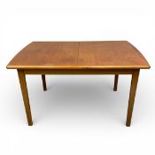 A vintage teak dining table with extra leaf. H.75 W.132 D.84 (Extended 183cm).