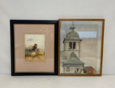 Frederick E. Valter (1850-1930), a signed C.1900 watercolour depicting sheep together with a 20th