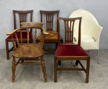 A mixed lot to include three Georgian mahogany dining chairs together with an early 20th century