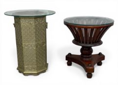 A vintage North African style metal clad side or occasional table together with a 20th century