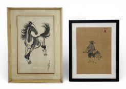 After Xu Beihong (1895-1953), a 20th century ink and wash titled 'Galloping Horse' together with a