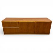 A vintage teak low cabinet or sideboard by Morris of Glasgow with fitted interior. H.49 W.160 D.