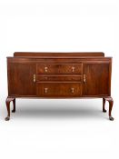 A 19th century style mahogany sideboard with gallery back over an arrangement of drawers and