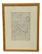 A 20th century pencil life drawing of a female nude. Signed bottom right. Framed and glazed. H.51
